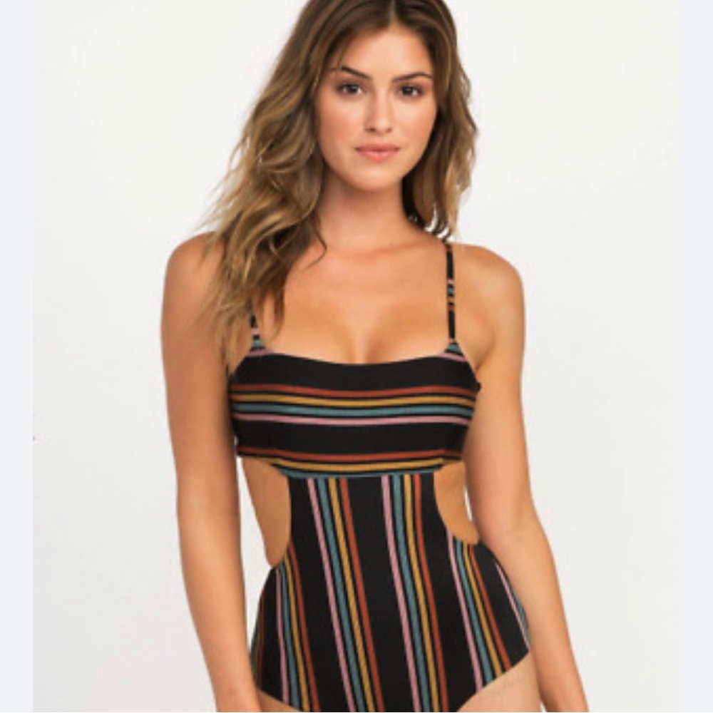 RVCA size small striped one piece cut out. Worn 3-4 times maybe